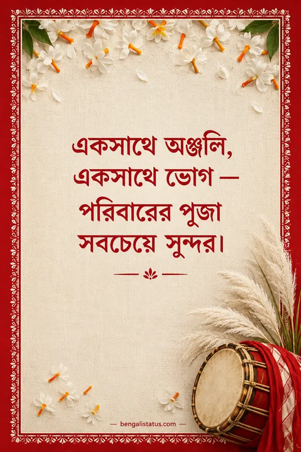 একসাথে অঞ্জলি, একসাথে ভোগ — পরিবারের পূজা সবচেয়ে সুন্দর।
